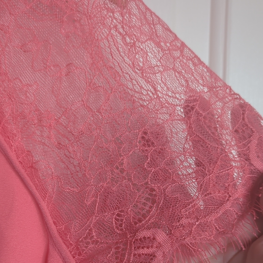 LC Lauren Conrad Pink Lace Sleeve Blouse - Picture 6 of 7